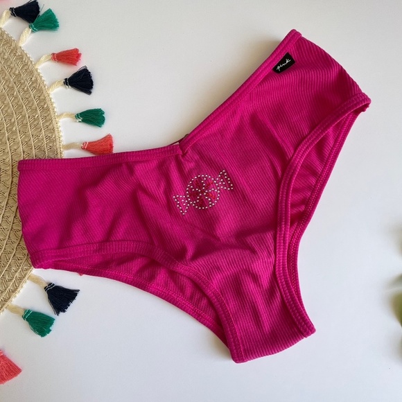 Victoria's Secret PINK Cotton Cheekster Panty Neon Fuschia Candy Rhinestone NEW - Picture 1 of 3